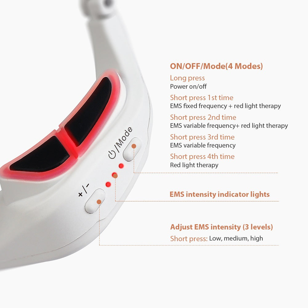 Microcurrent EMS Eye Beauty Massager with Red Light Therapy for Dark Circle Reduction